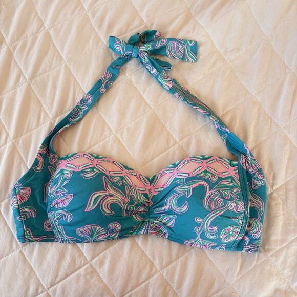 Lilly Pulitzer Other - Lilly Pulitzer Womens Size 8 Roby Bikini Top WATER YA WAITING FOR Blue Pink Pool